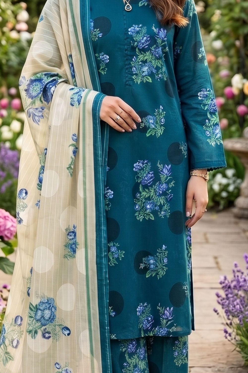 Mushtaq 3Pcs Unstitched Printed Lawn Ansaa Collection Desgin - 1