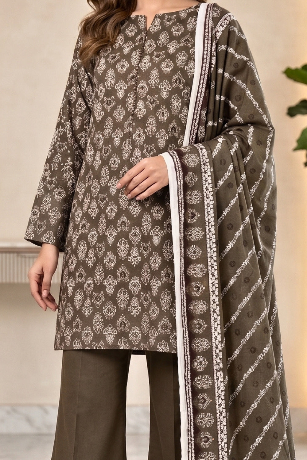 Mushtaq 3Pcs Unstitched Cotton Bella Kt Collection Desgin - 1