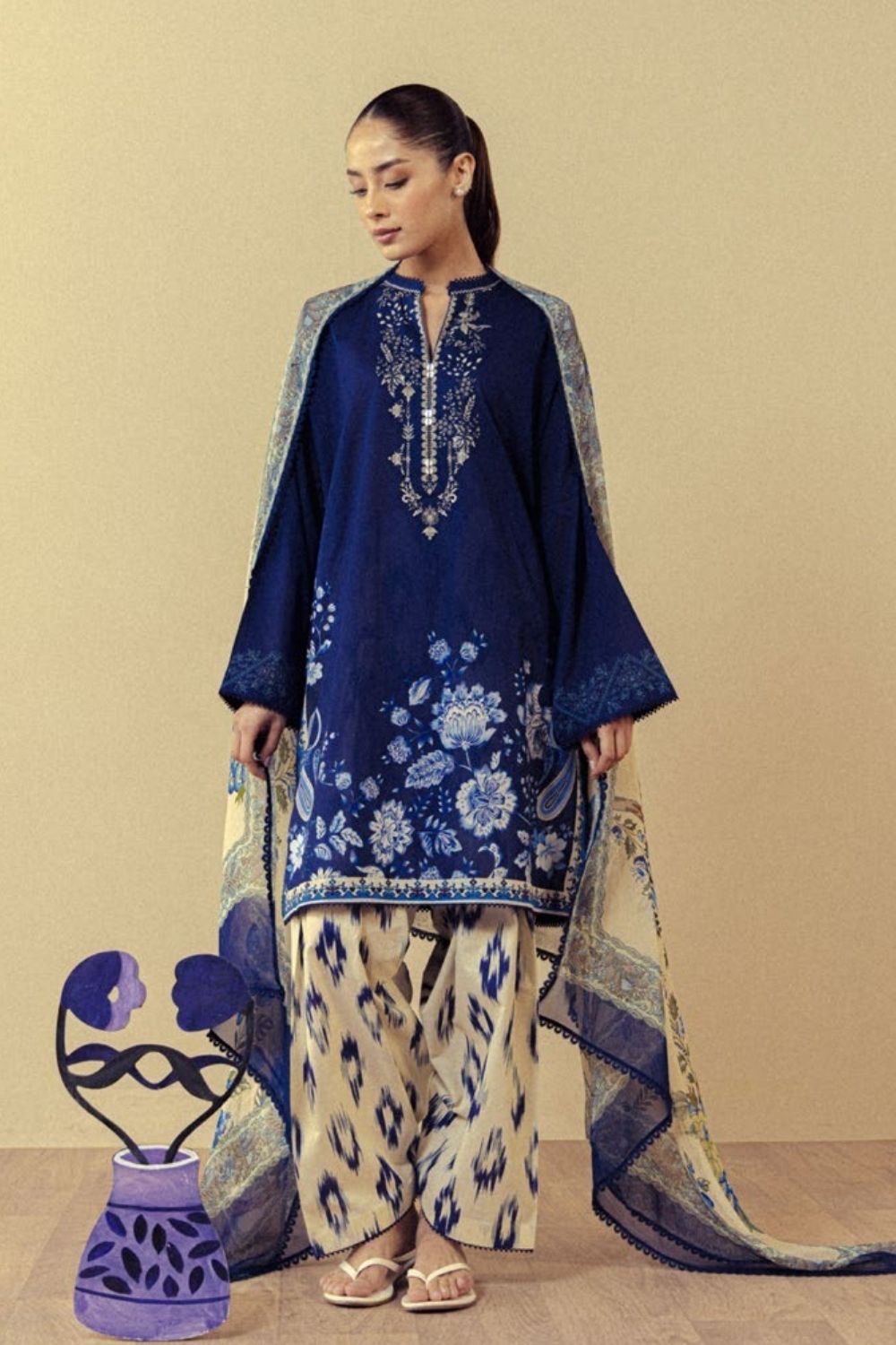 Zara Shahjahan 3 Pc Unstitched Printed Lawn Suit Cassia-10A