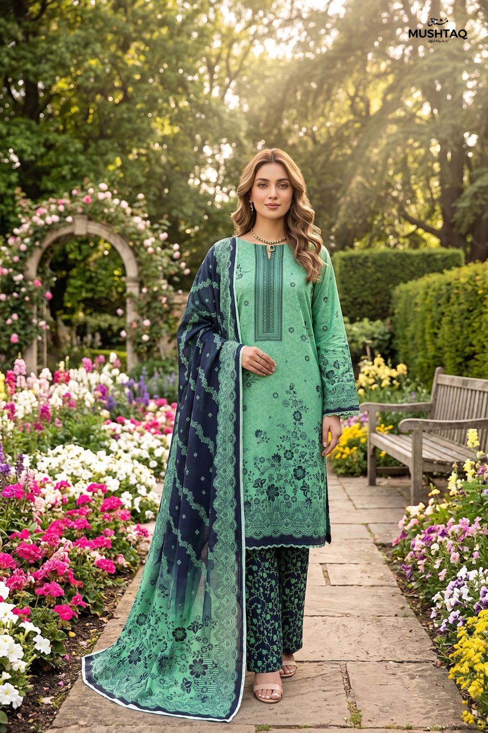 Mushtaq 3Pcs Unstitched Printed Lawn Suit Emaan Collection Desgin - 2