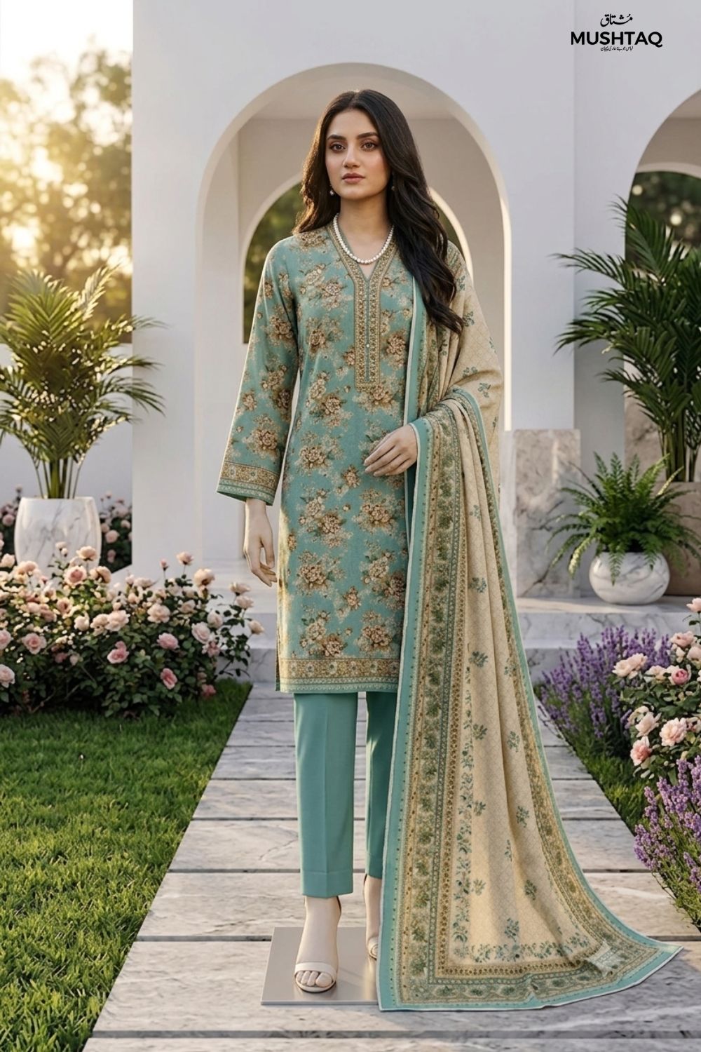 Mushtaq 3Pcs Unstitched Printed Lawn Rahaa Collection Desgin - 2