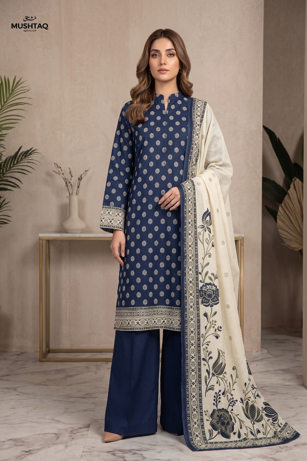 Mushtaq 3Pcs Unstitched Printed Khaddar Zarposh Collection Desgin - 2