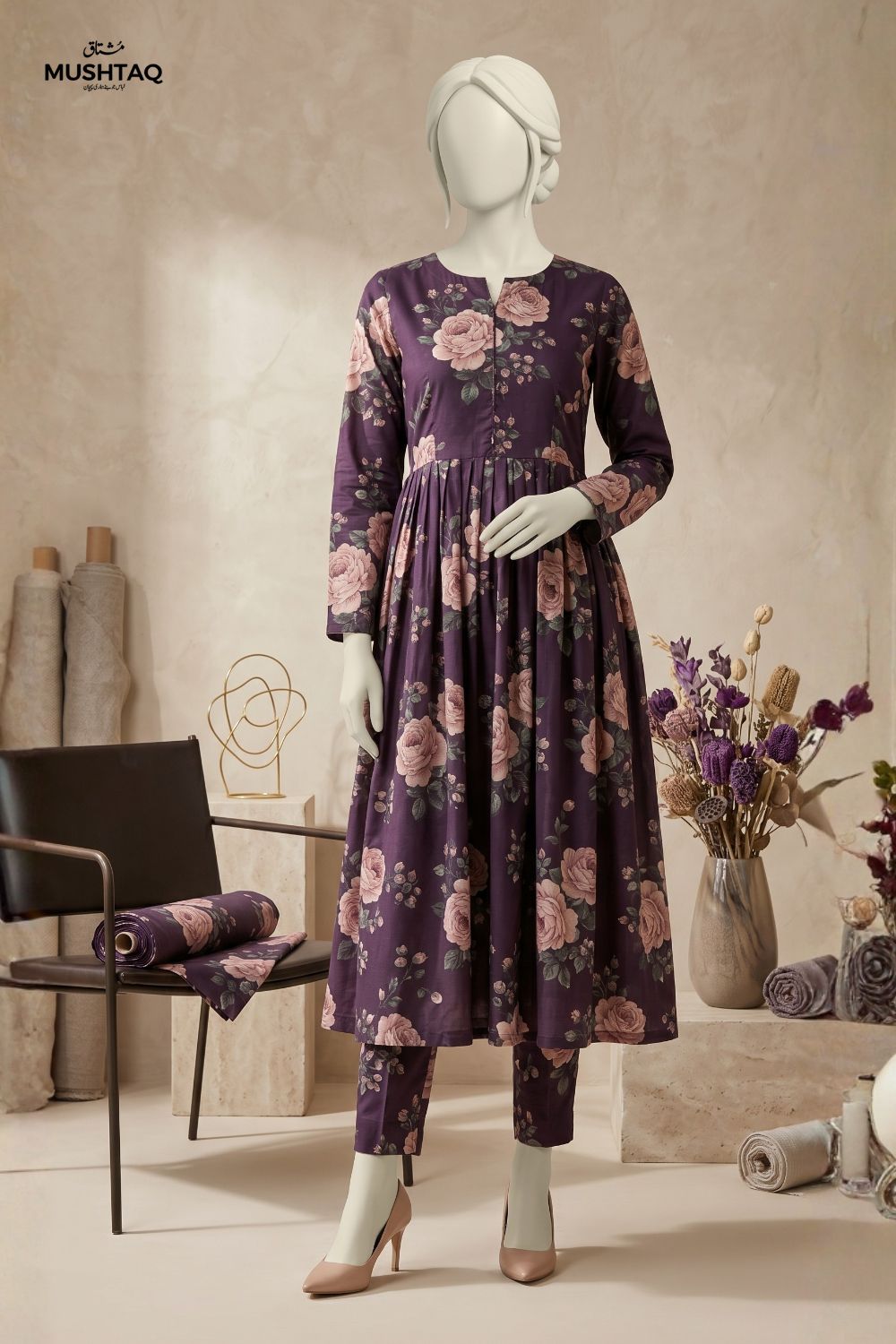 2Pcs Unstitched Printed Lawn Rahi Collection Desgin - 2