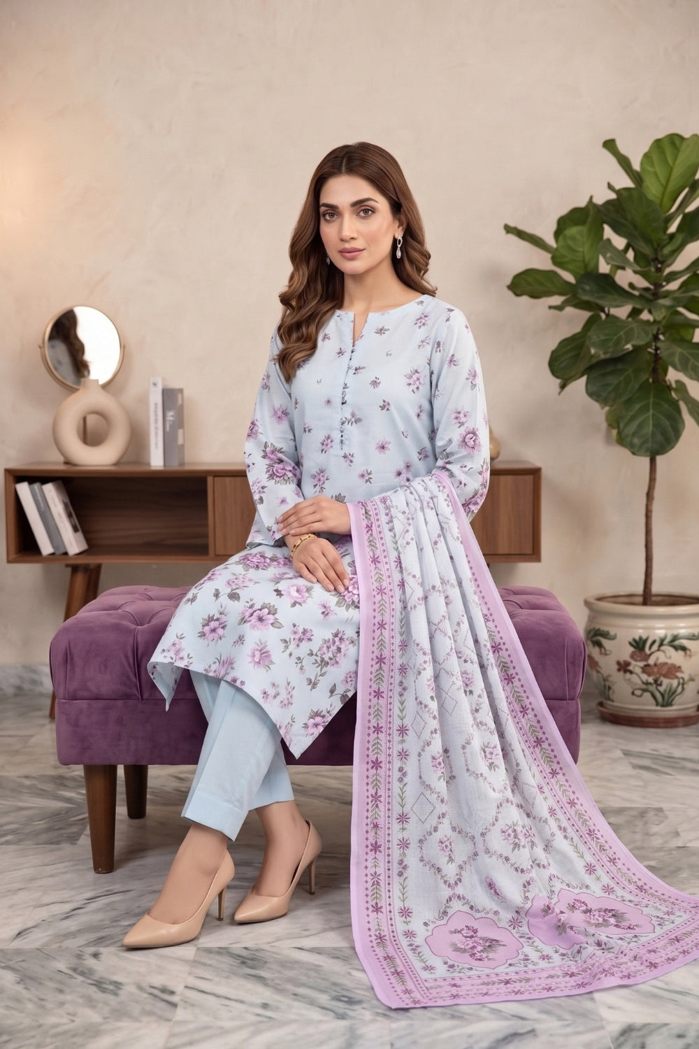 Mushtaq 3Pcs Unstitched Karandi Sajal Collection Desgin - 2
