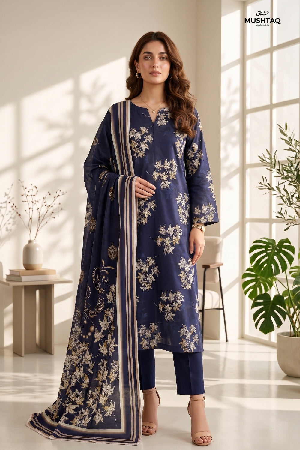 Mushtaq 3Pcs Unstitched Printed Lawn Suit Rooh Posh Collection Desgin - 8