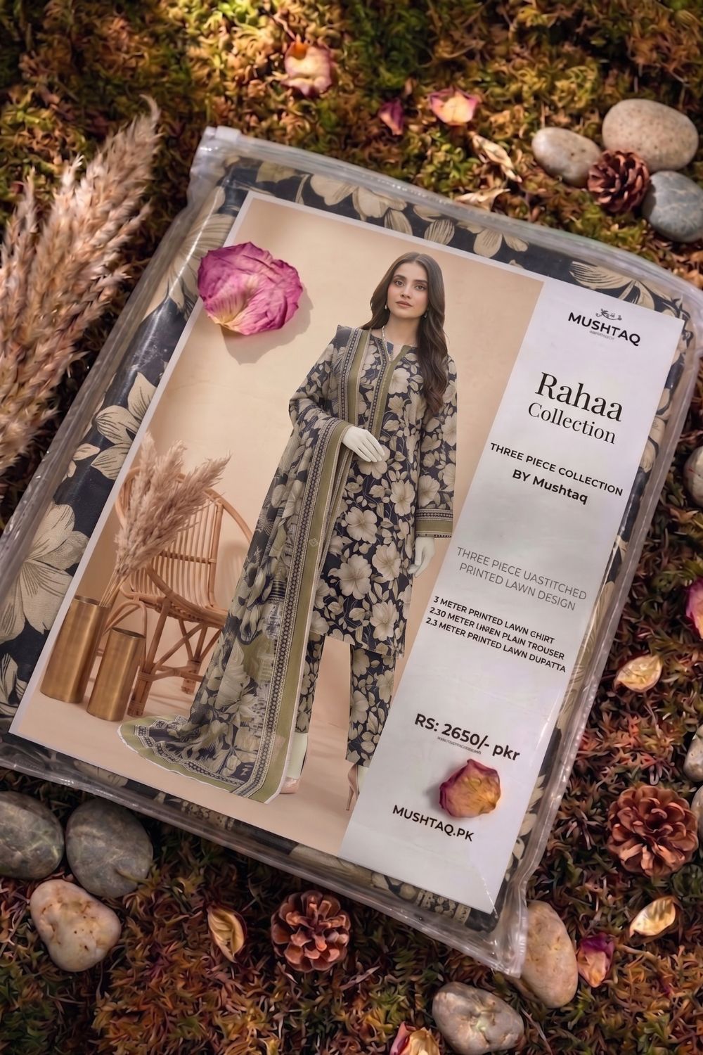 Mushtaq 3Pcs Unstitched Printed Lawn Rahaa Collection Desgin - 5