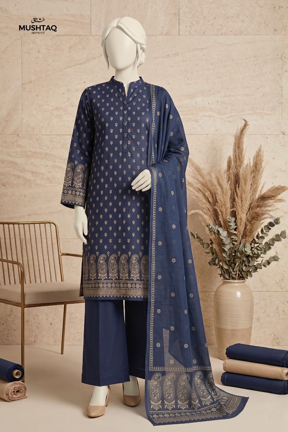 Mushtaq Mahrosh Collection 3Pcs Unstitched Printed Lawn Desgin - 2
