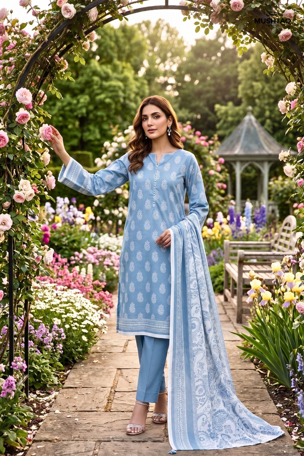 Mushtaq 3Pcs Unstitched Printed Lawn Suit Aiman Collection Desgin - 2