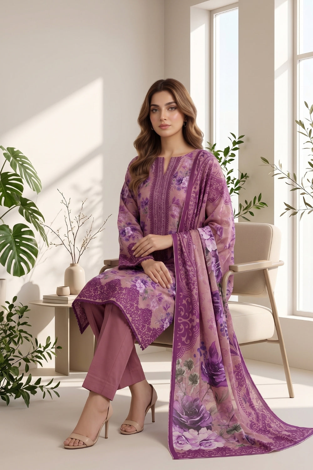 Mushtaq 3Pcs Unstitched Printed Lawn Suit Elara Collection Desgin - 2