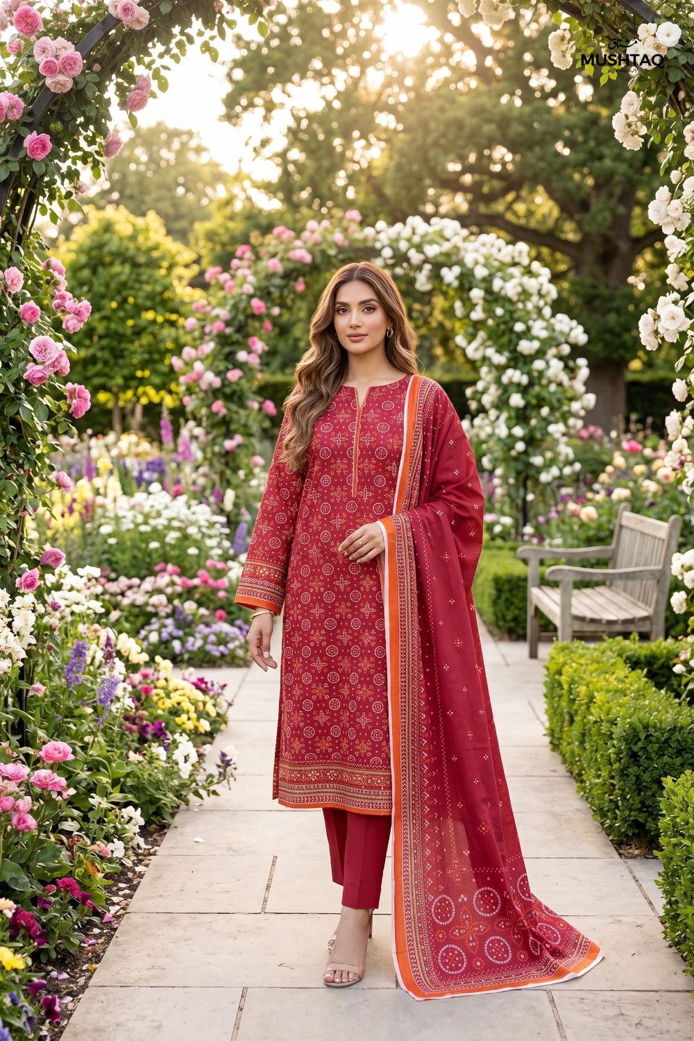 Mushtaq 3Pcs Unstitched Printed Lawn Alizy Collection Desgin - 8