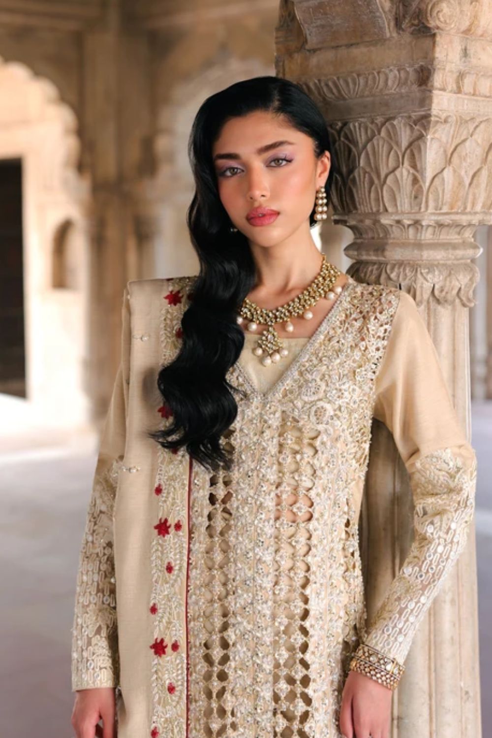 Saira Shakira Unstitched Wedding Collection ROSE - Beige