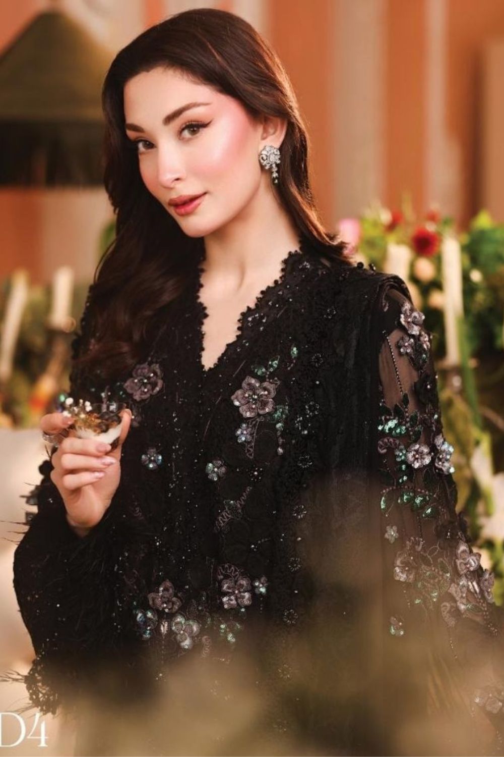 Maria B Royale Tea Affair 3 Piece Unstitched Embroidered Luxury Chiffon Suit MPC-26-204-Black