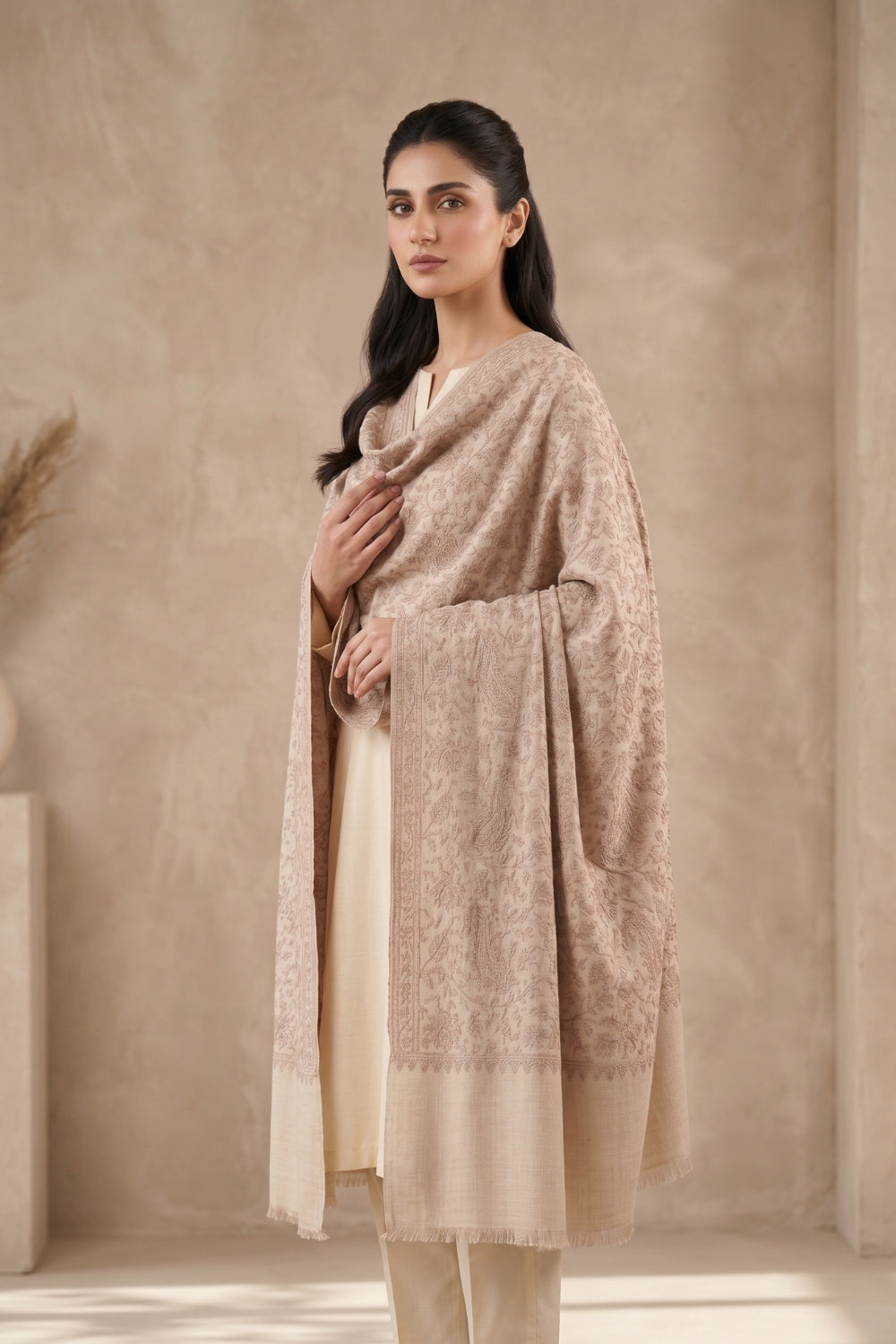 Winter Pashmina Embroidery Shawl Desgin - 2