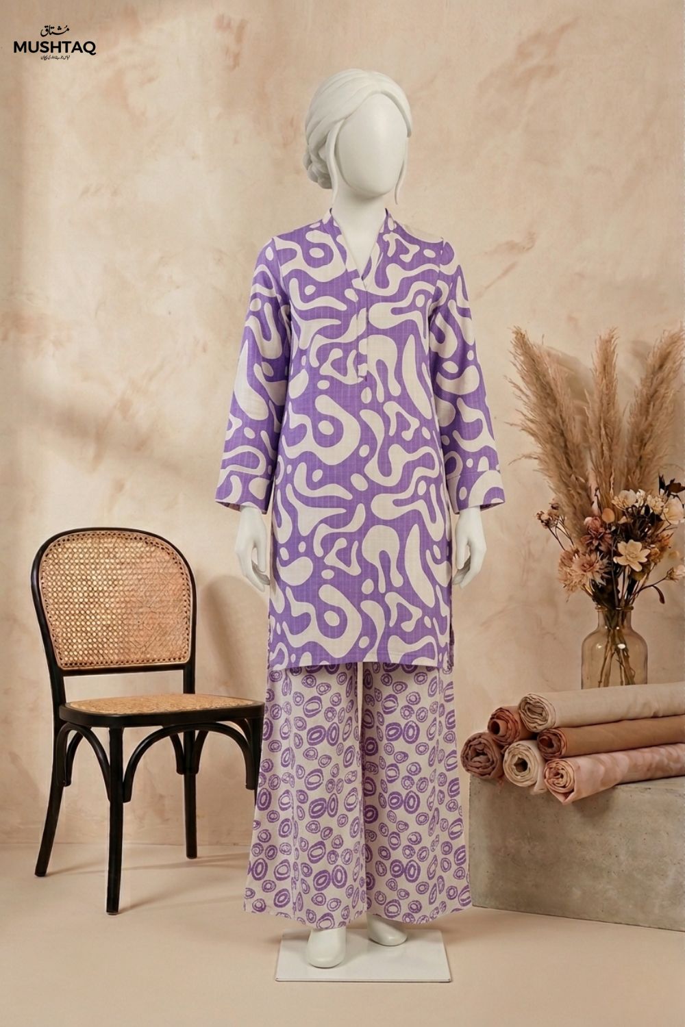 Mushtaq Ruhaniyat Collection 2Pcs Printed Lawn Desgin - 5