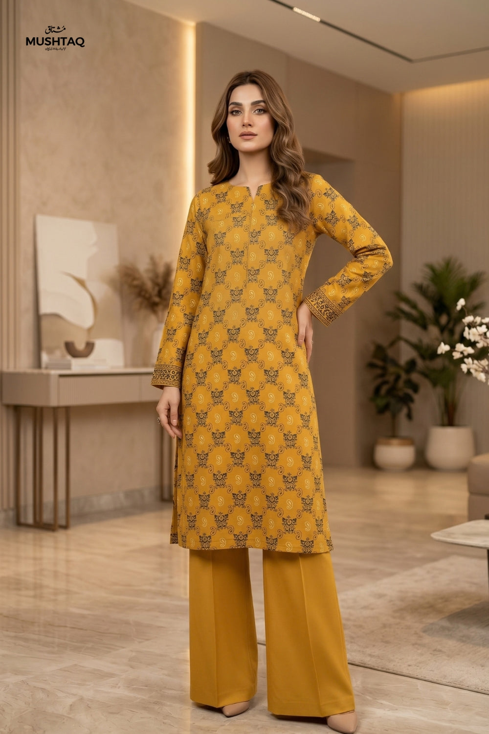 Mushtaq 2Pcs Unstitched Printed Dhanak Marina Desgin - 3