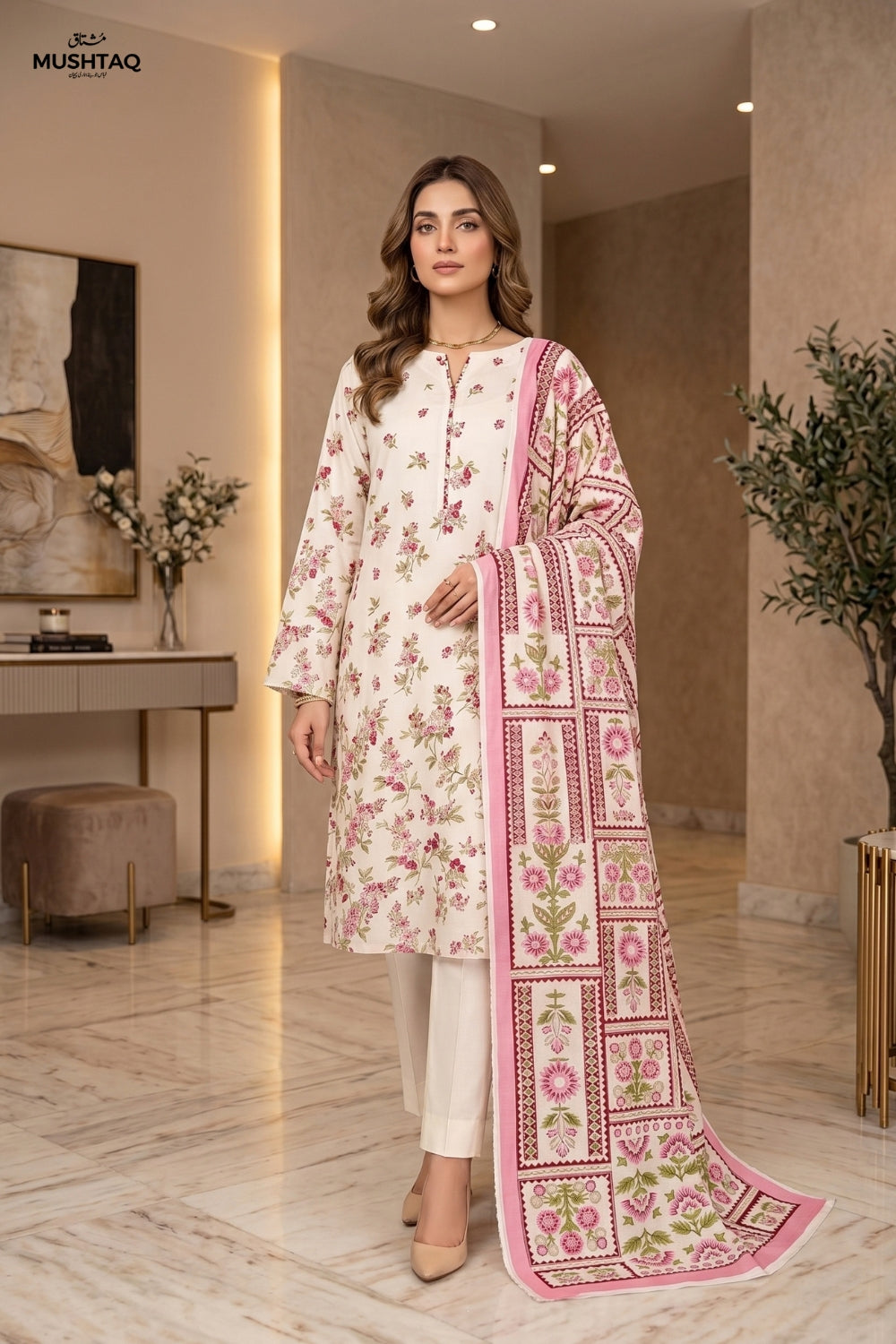 Mushtaq 3Pcs Unstitched Karandi Sajal Collection Desgin - 3