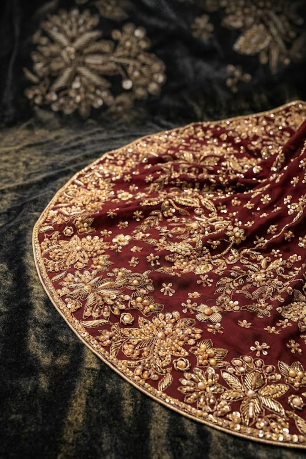 Gul-e-Barat Bridal Wear by MCS Unstitched Handmade Chiffon Farshi Lehnga