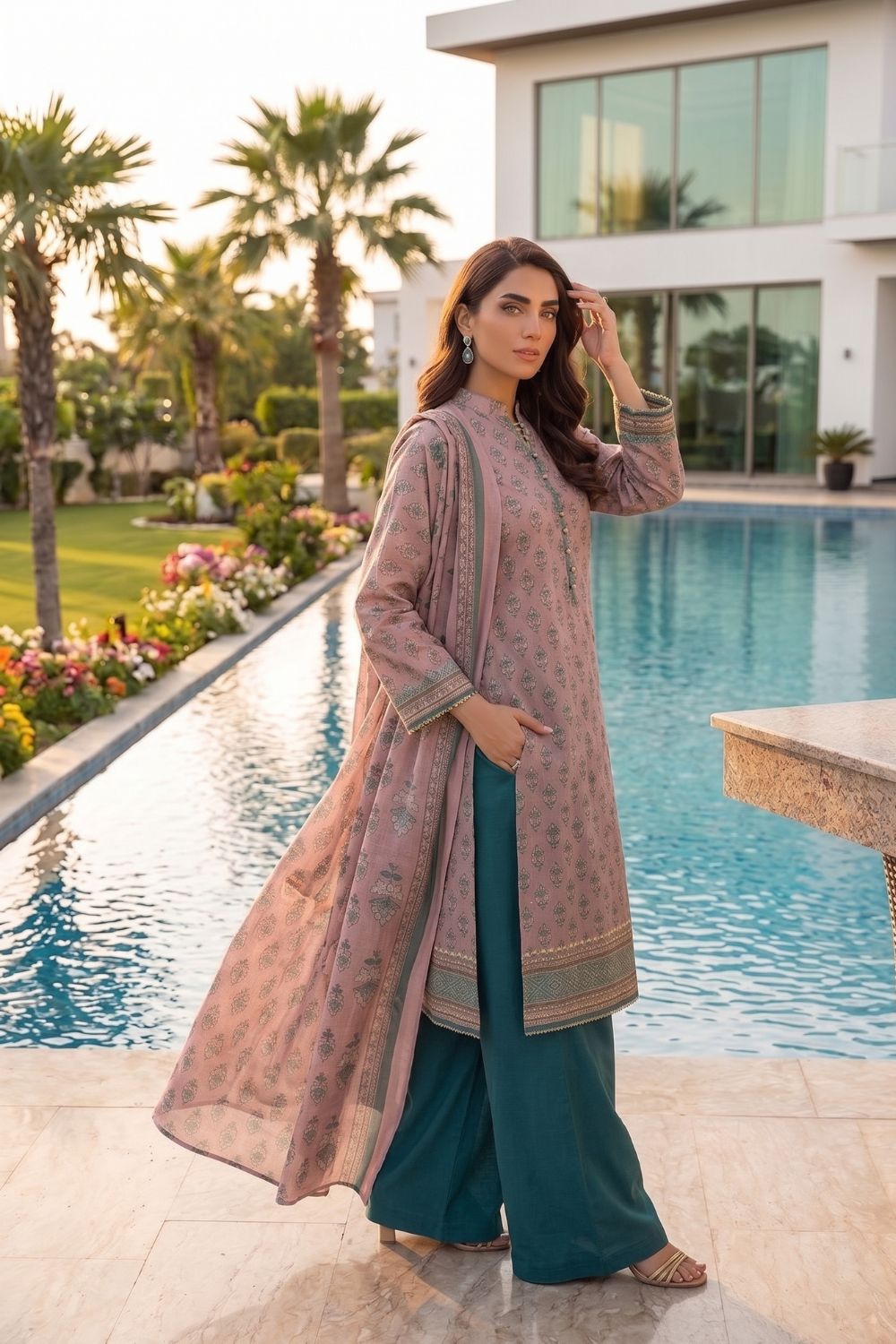 Mushtaq 3Pcs Unstitched Printed Lawn Sapphire Collection Desgin - 2