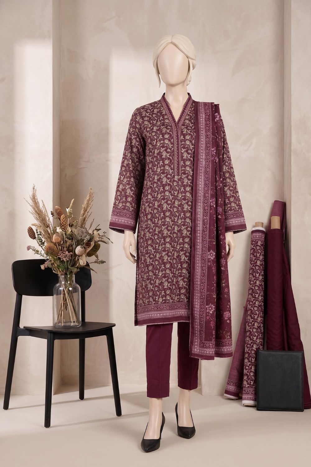 Mushtaq 3Pcs Unstitched Printed Lawn Collection Desgin - 3