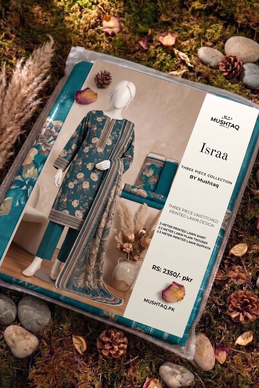 Mushtaq 3Pcs Unstitched Printed Lawn Israa Collection Desgin - 7