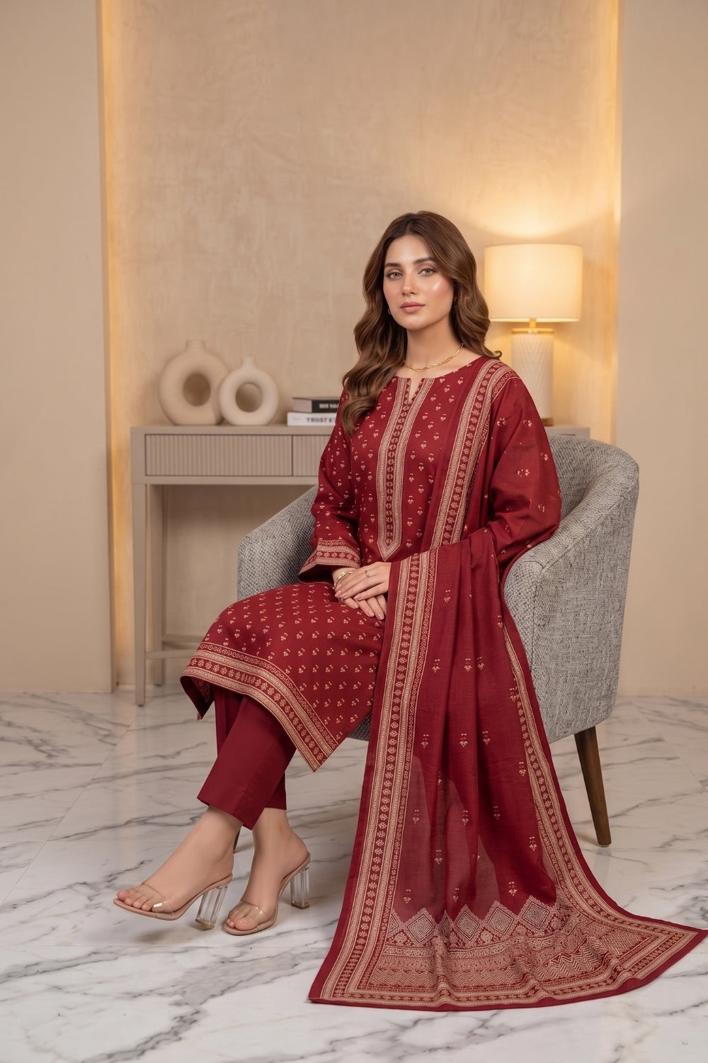 Mushtaq 3Pcs Unstitched Cotton Suit Hiba Collection Desgin - 2