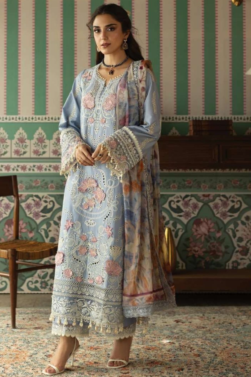 Imrozia | Serene 3 Pc Unstitched Embroidered Lawn Suit SL-149 Meher