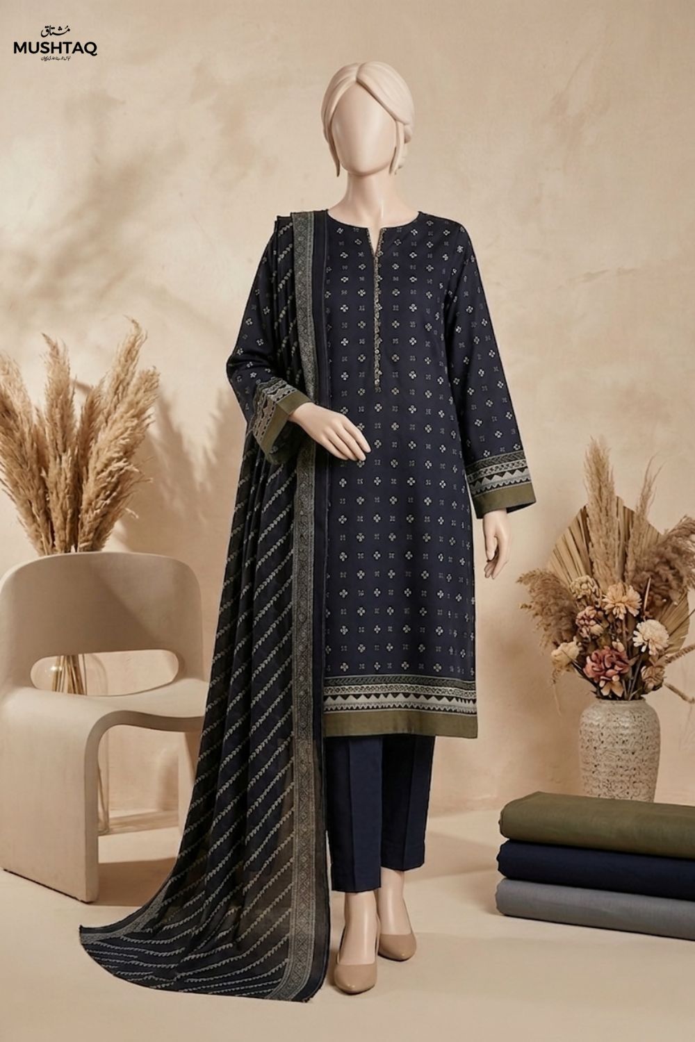 Mushtaq MEHARMAH Collection 3Pcs Unstitched Printed Lawn Desgin - 6