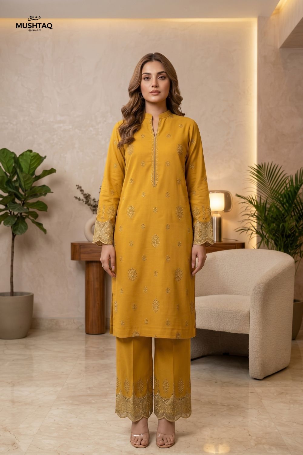 Mushtaq 2Pcs Unstitched Embroidered Marina Aroosa Collection Desgin - 3
