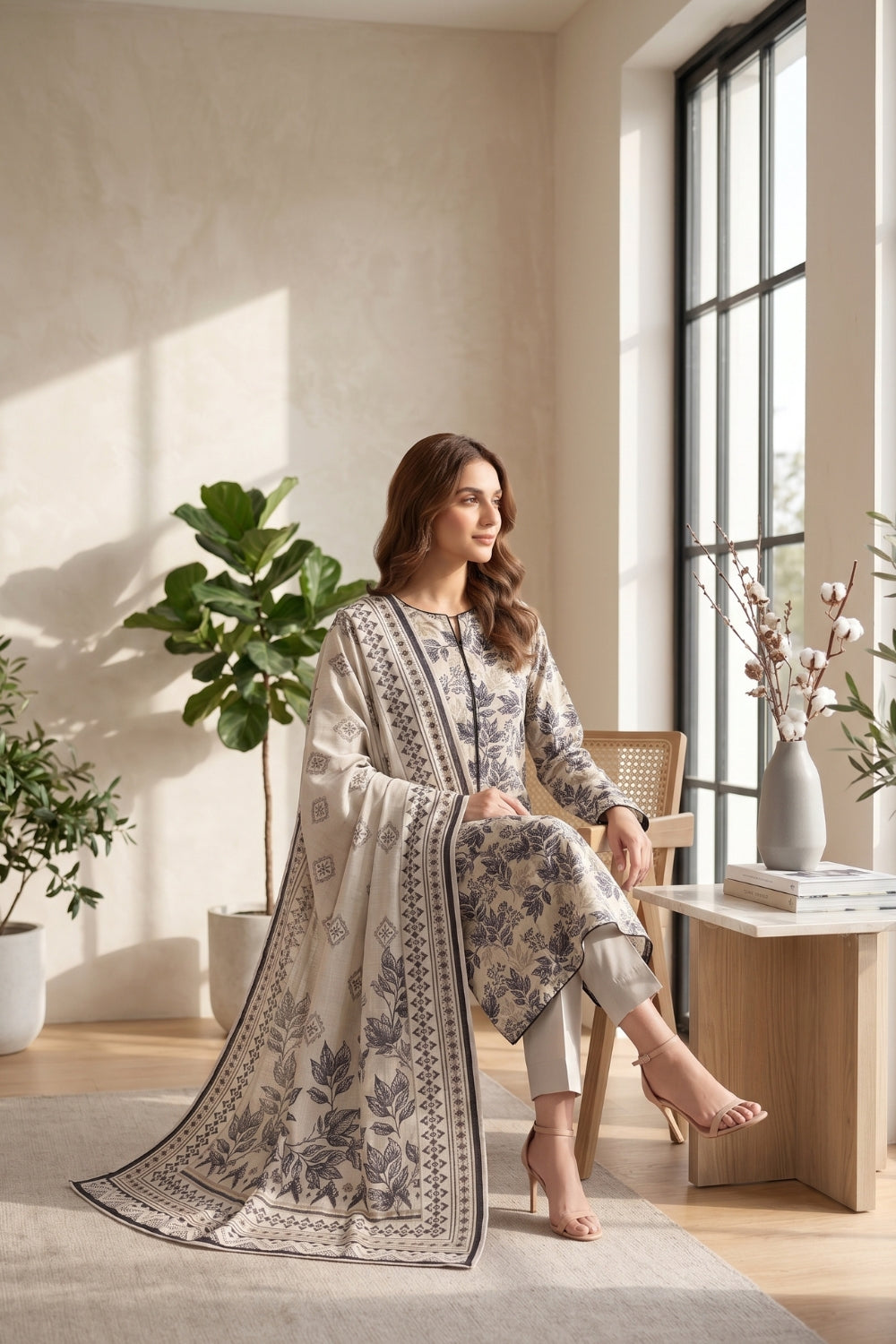 Mushtaq 3Pcs Unstitched Printed Lawn Suit Rooh Posh Collection Desgin - 2
