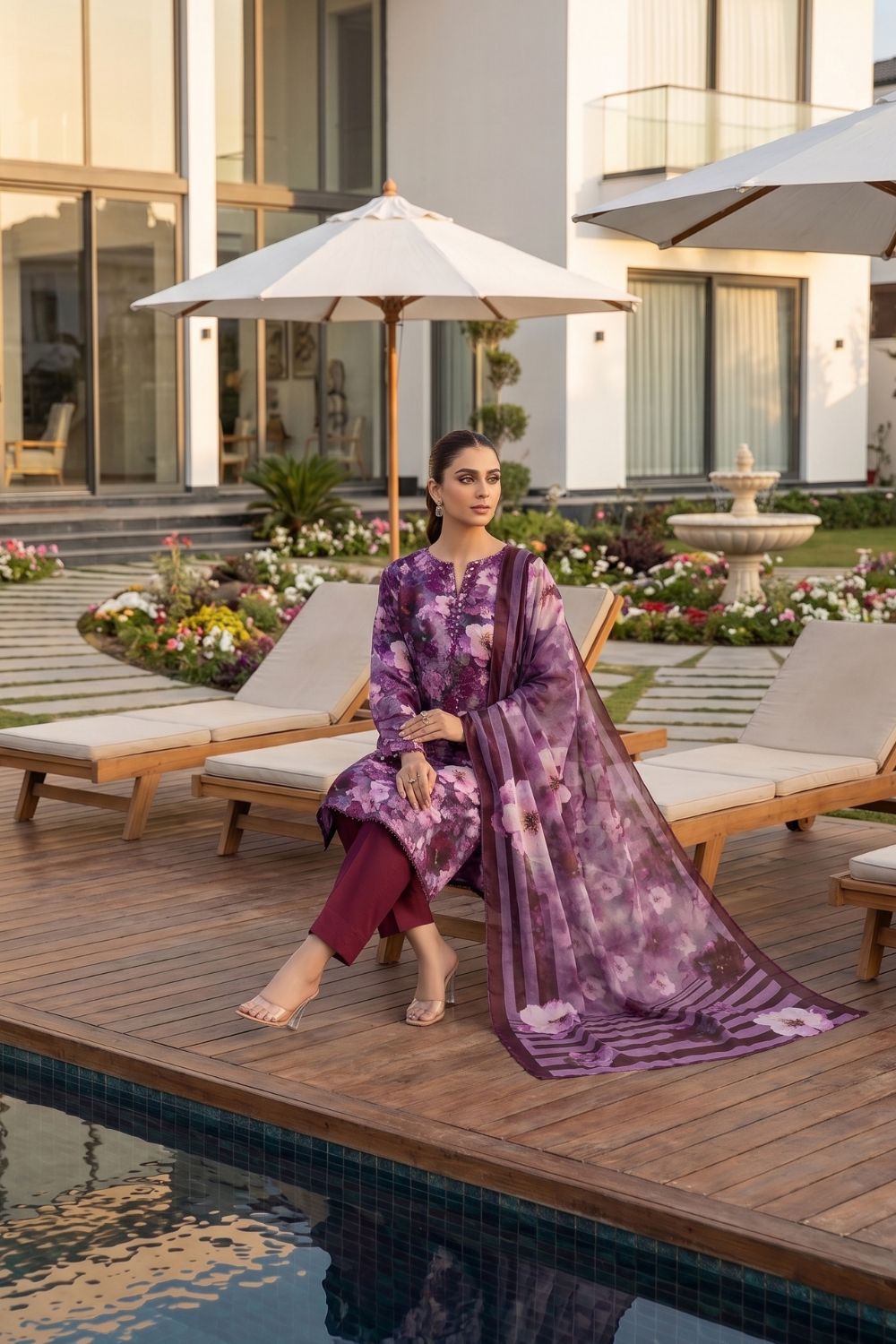 Mushtaq Noor-e-Haram Collection 3Pcs Unstitched Embroidered Lawn Desgin - 2
