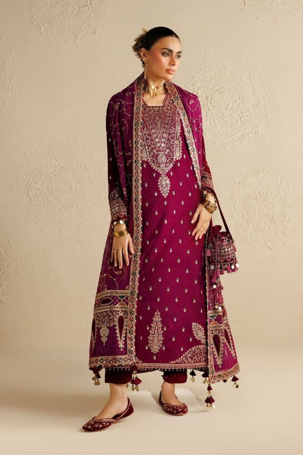 Jazmin Chandni 3 Piece Unstitched Embroidered Velvet Suit CVF26-D12