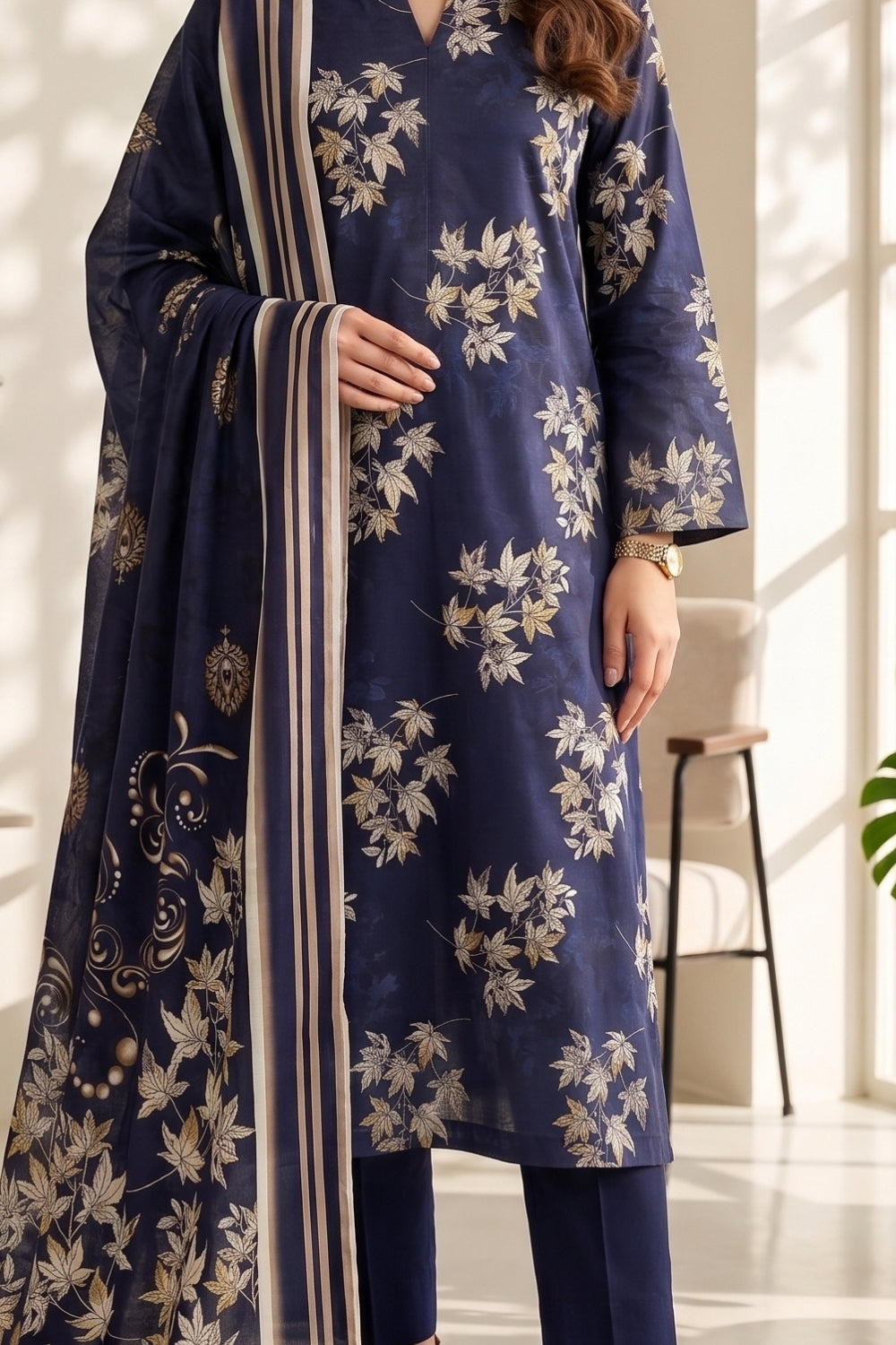 Mushtaq 3Pcs Unstitched Printed Lawn Suit Rooh Posh Collection Desgin - 8