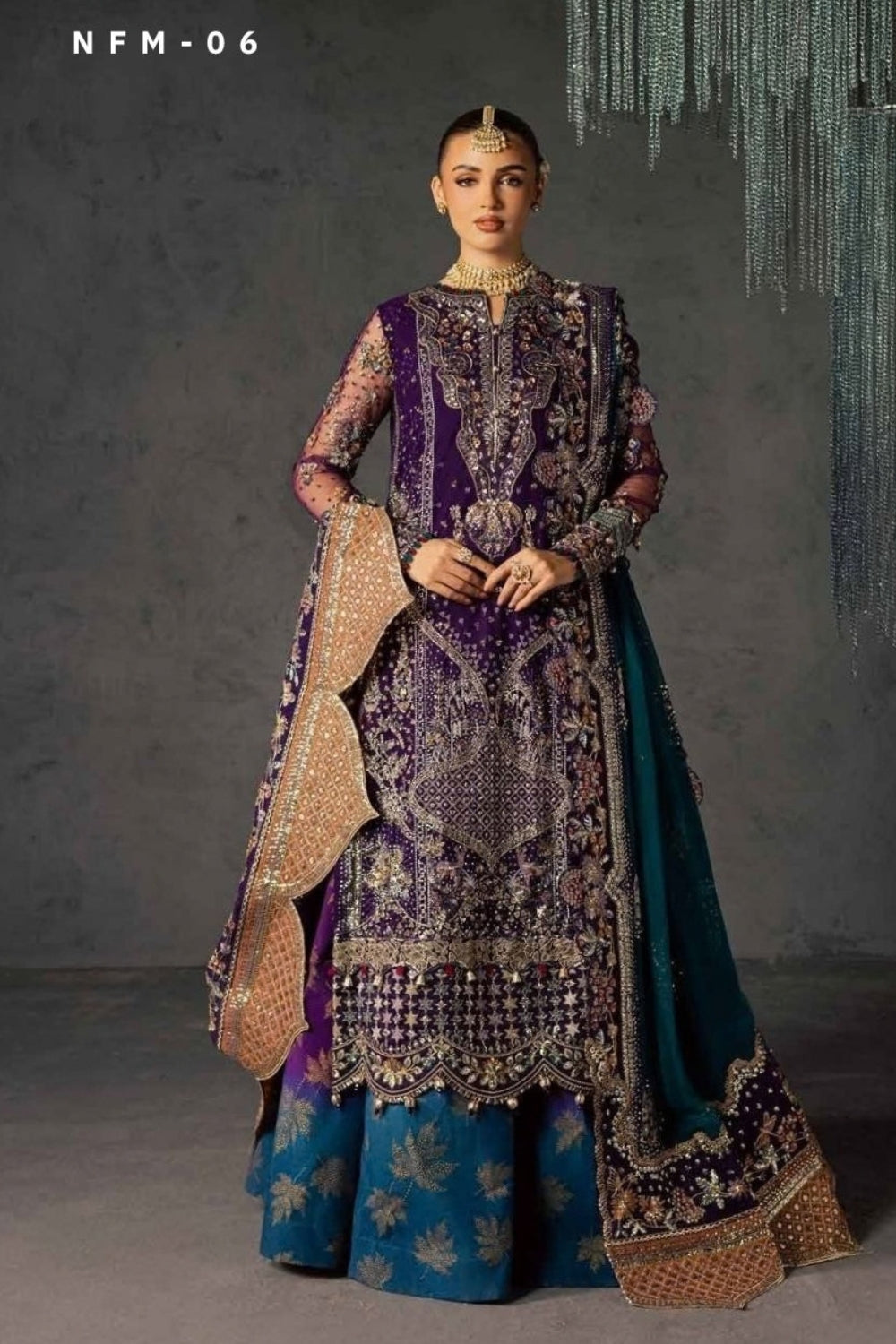 Nureh Muse 3 Piece Unstitched Embroidered Chiffon Suit NFM-06