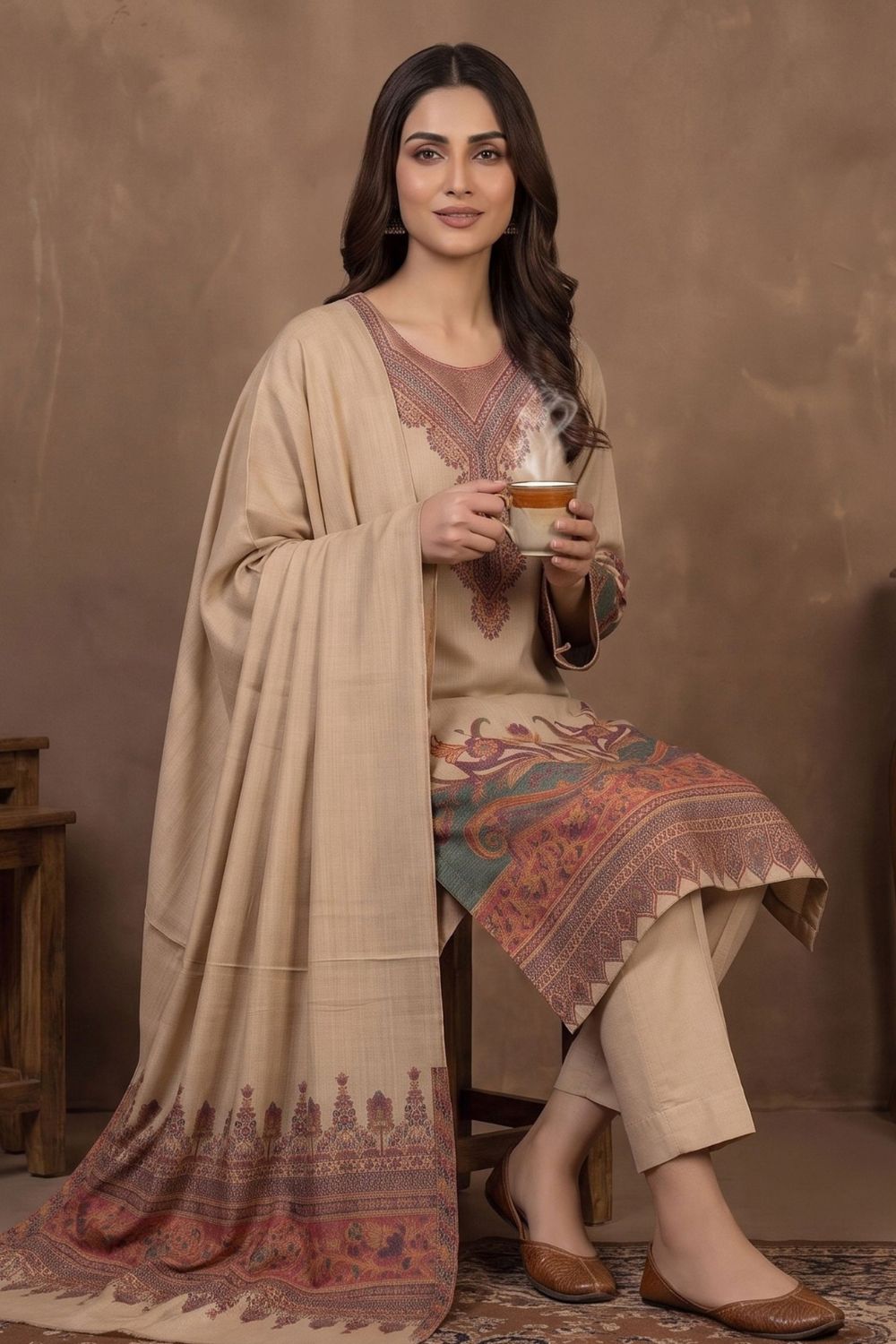 Ammar 3Pcs Unstitched Kaani Wool Jacquard Shirt Desgin - 3