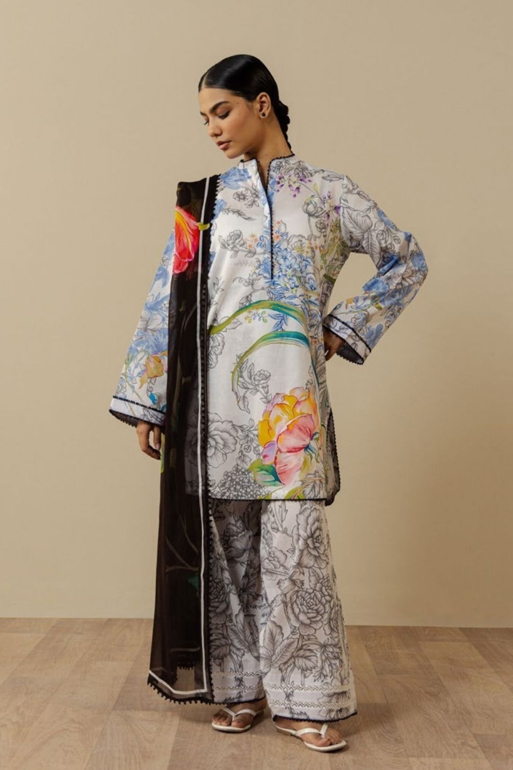 Zara Shahjahan 3 Pc Unstitched Printed Lawn Suit Fiora-2A