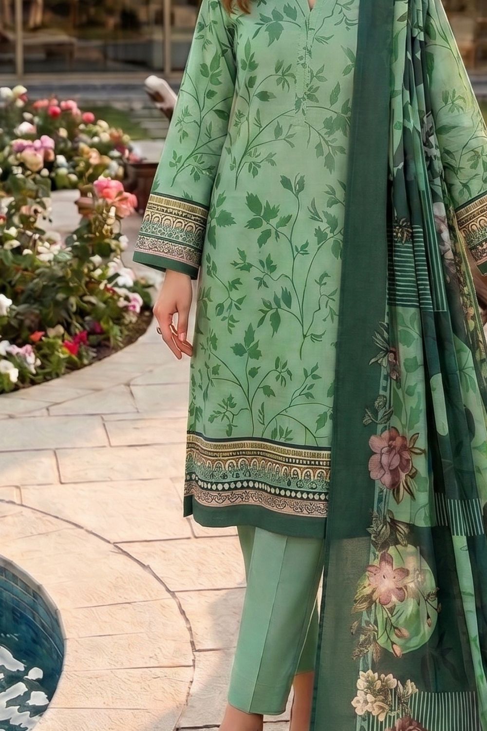 Mushtaq 3Pcs Unstitched Printed Lawn Sapphire Collection Desgin - 12
