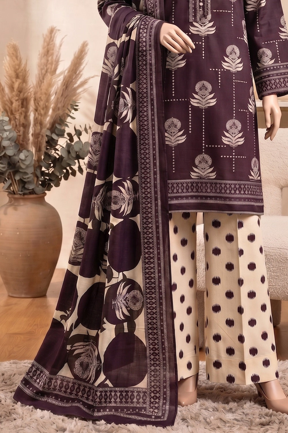 Mushtaq 3Pcs Unstitched Printed Lawn Israa Collection Desgin - 3
