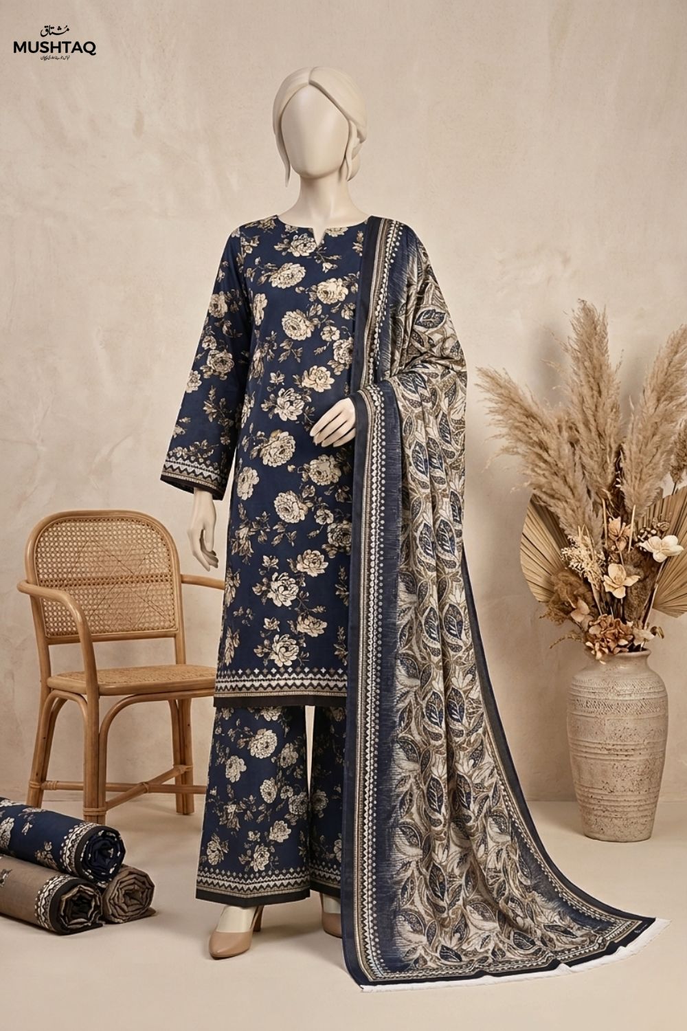 Mushtaq MEHARMAH Collection 3Pcs Unstitched Printed Lawn Desgin - 1