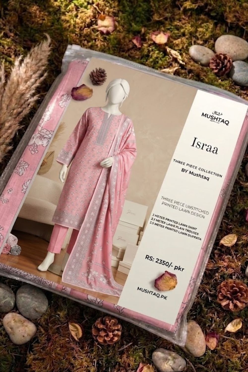 Mushtaq 3Pcs Unstitched Printed Lawn Israa Collection Desgin - 2