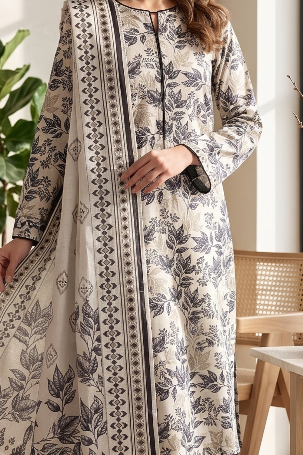 Mushtaq 3Pcs Unstitched Printed Lawn Suit Rooh Posh Collection Desgin - 2
