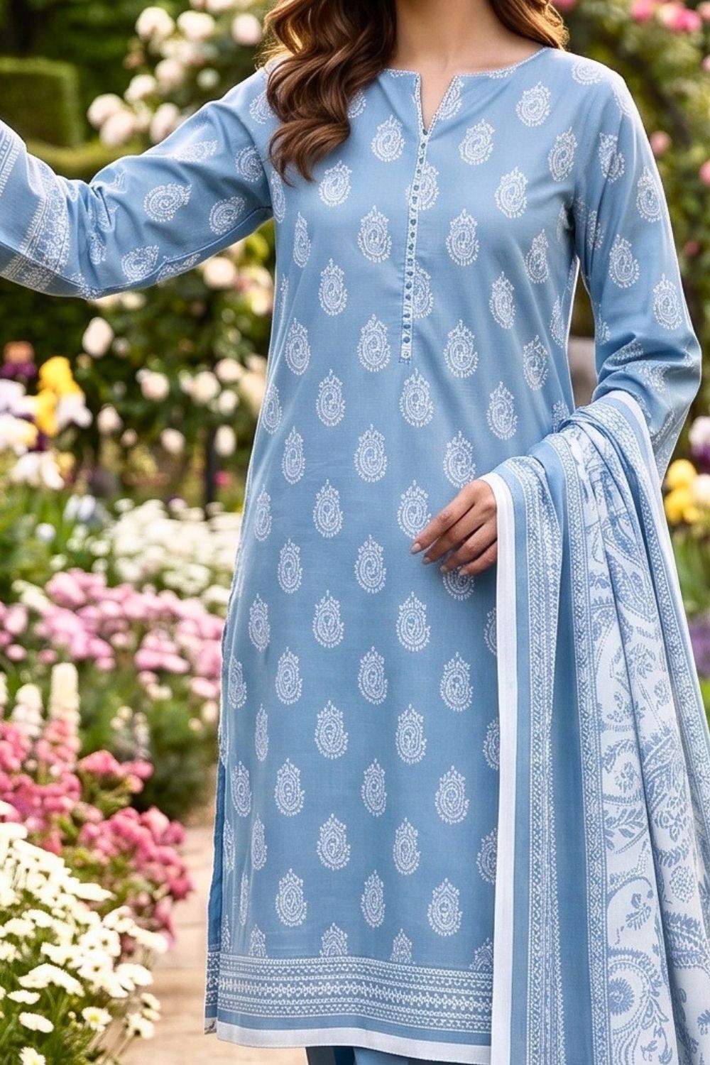 Mushtaq 3Pcs Unstitched Printed Lawn Suit Aiman Collection Desgin - 2