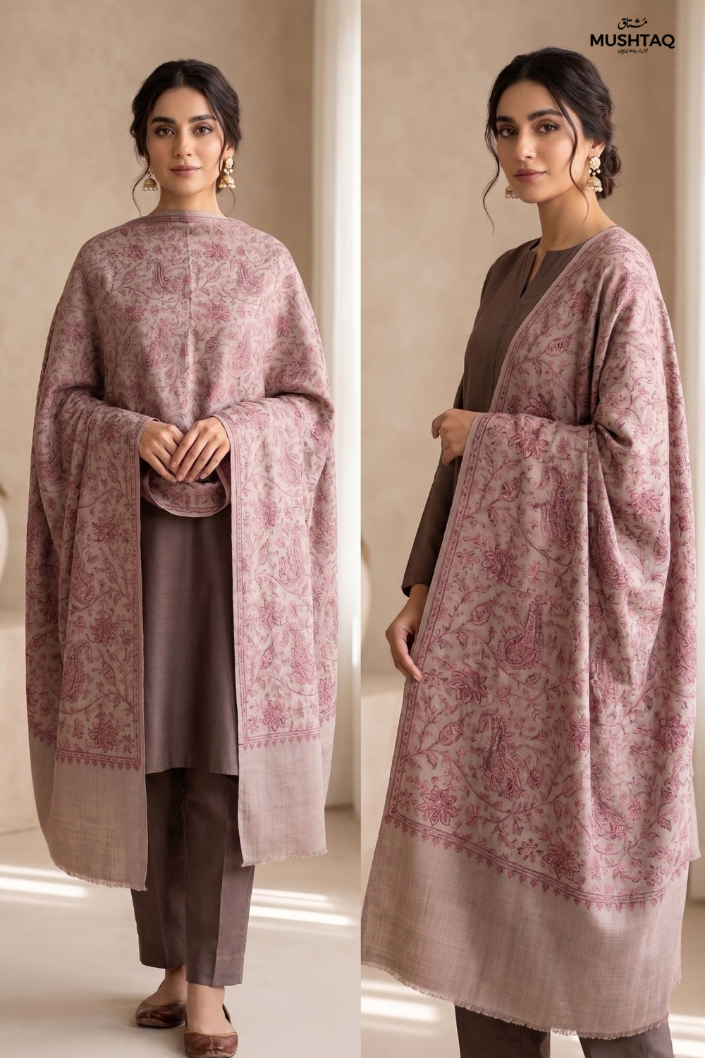Winter Pashmina Embroidery Shawl Desgin - 4