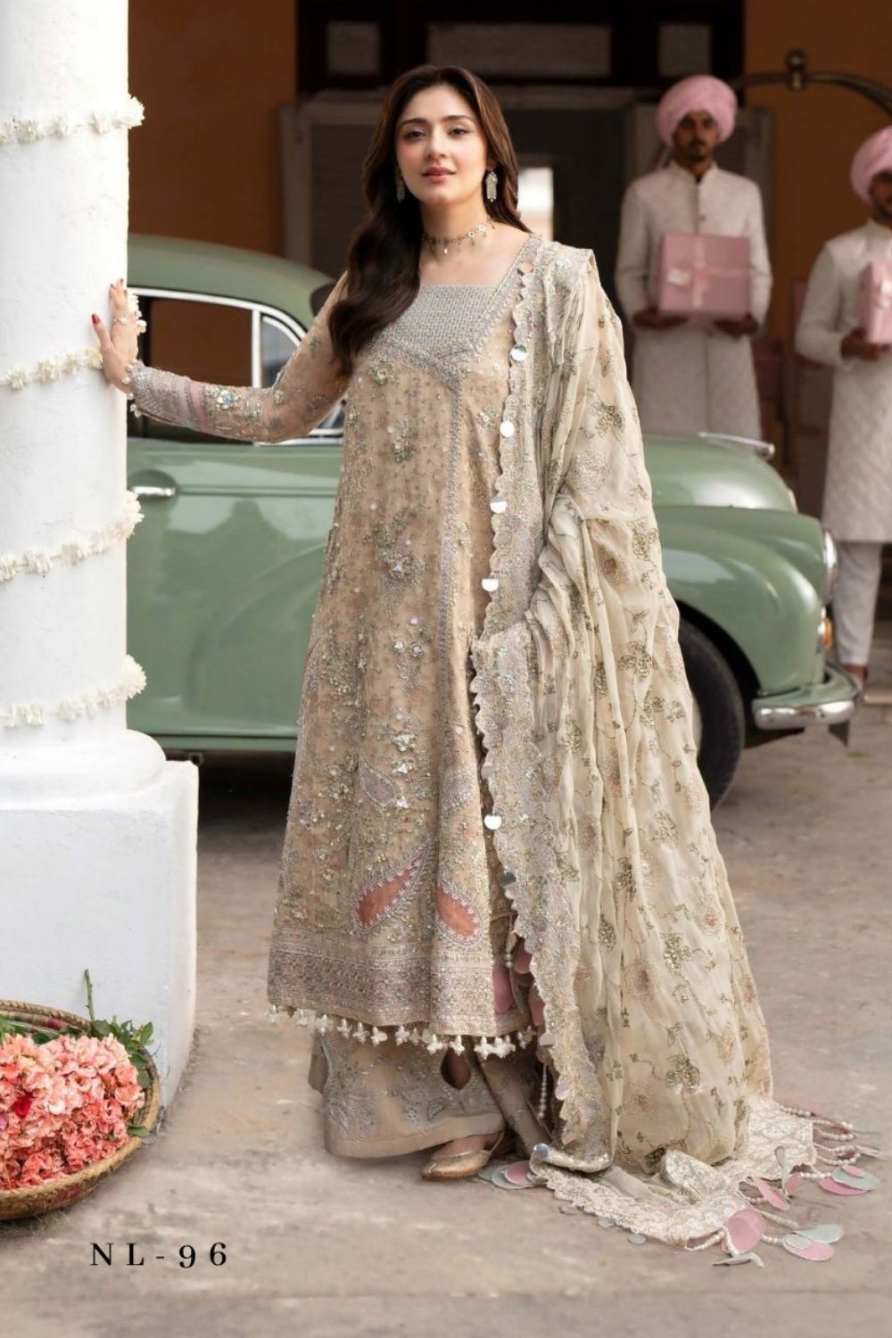 Nureh Johoomro 3 Piece Unstitched Embroidered Luxury Chiffon Suit NL-96 Izel