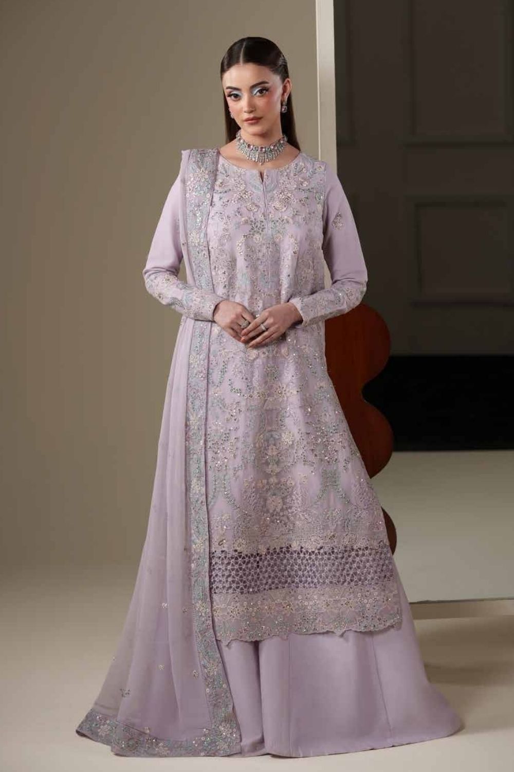 Emaan Adeel Nouvelle 3 Piece Unstitched Embroidered Luxury Chiffon Suit MIRA
