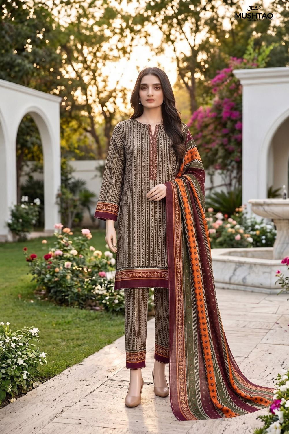 Mushtaq 3Pcs Unstitched Printed Lawn Rahaa Collection Desgin - 3