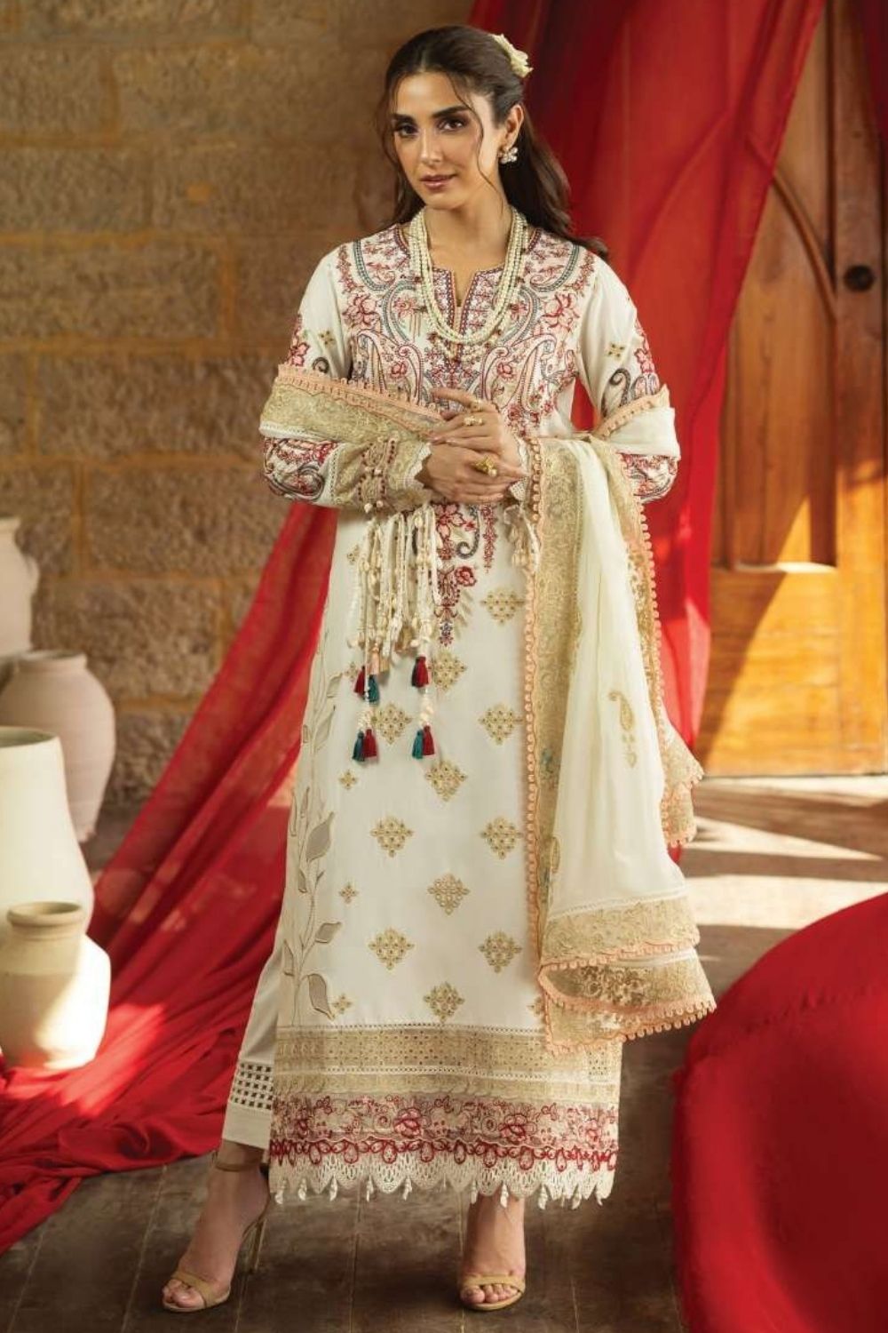 Imrozia | Serene 3 Pc Unstitched Embroidered Lawn Suit SL-150 Areeba