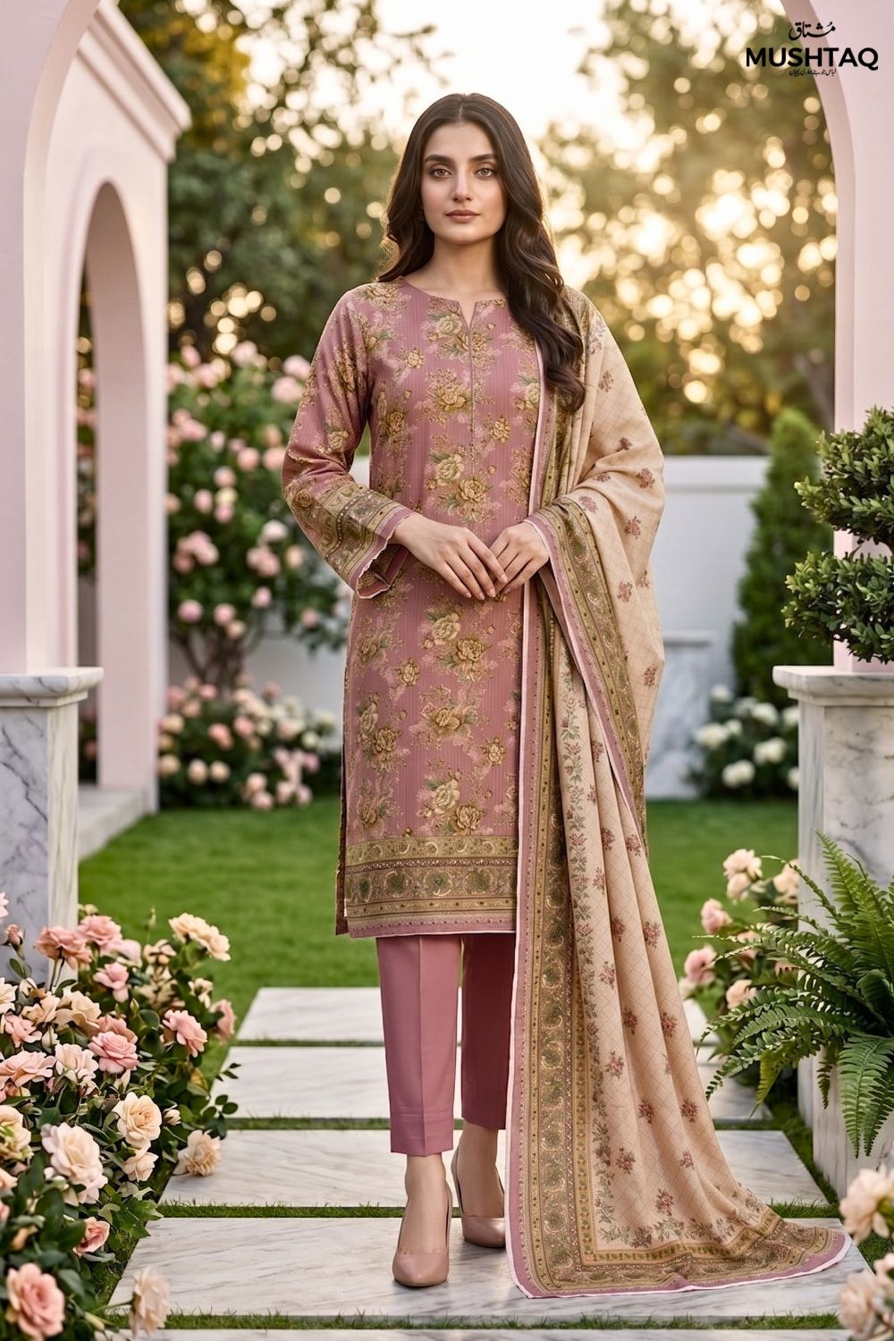 Mushtaq 3Pcs Unstitched Printed Lawn Rahaa Collection Desgin - 8