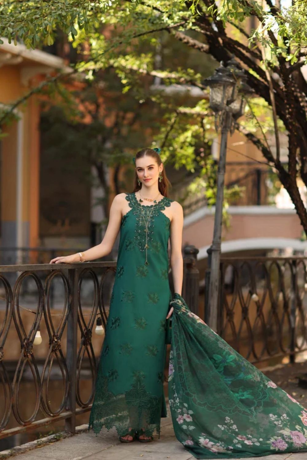 Noor By Saadia Asad Embroidered Lawn Suits Unstitched 3 Piece Luxury Collection D2 - B - Sage Green