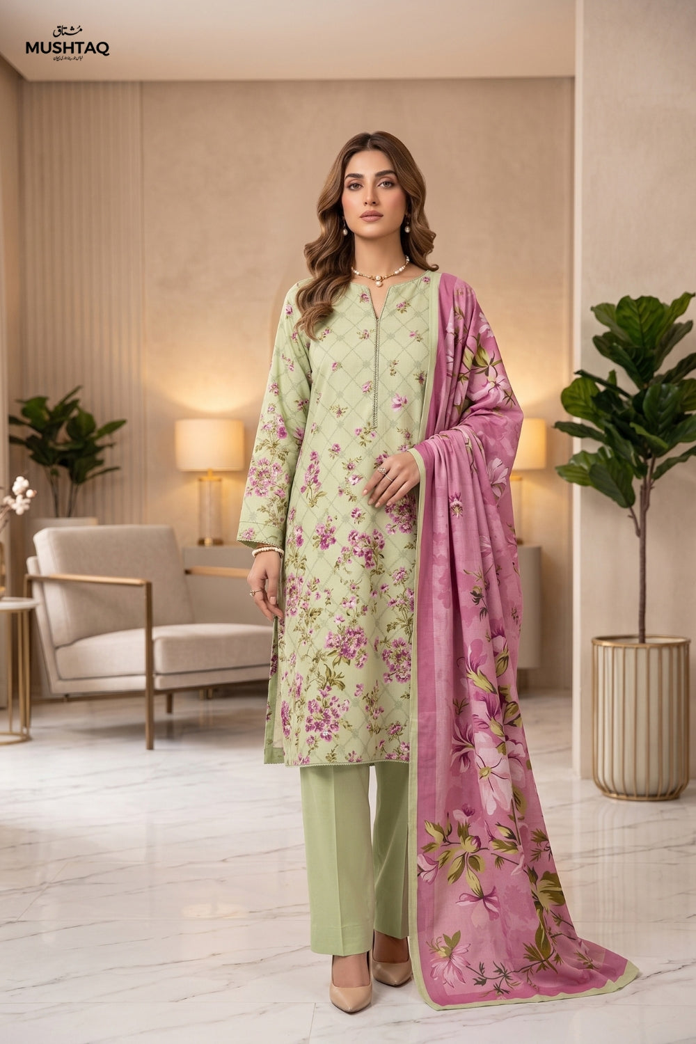 Mushtaq 3Pcs Unstitched Karandi Sajal Collection Desgin - 4