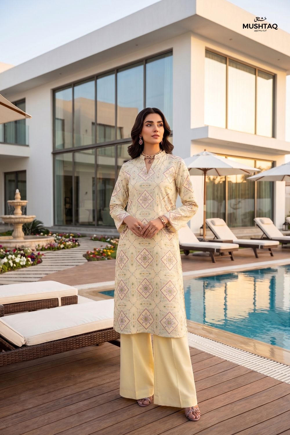 Mushtaq 2Pcs Unstitched Embroidered Lawn Riwayat Collection Desgin - 3